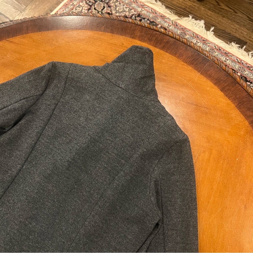 Betabrand Crossover Jacket Charcoal Gray Medium Above Knee Asymmetrical Zip - Picture 7 of 16